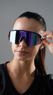 Óculos HUPI Sprint Preto e Roxo Lente Roxo Espelhado Roxo