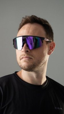 Óculos HUPI Sprint Preto e Roxo Lente Roxo Espelhado Roxo