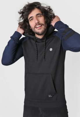 Blusa de Moletom Flanelada Fechada Hurley Small Circle Preto/Azul-Marinho Menor preço em Blusa de Moletom Flanelada Fechada Hurley Small Circle Preto/Azul-Marinho