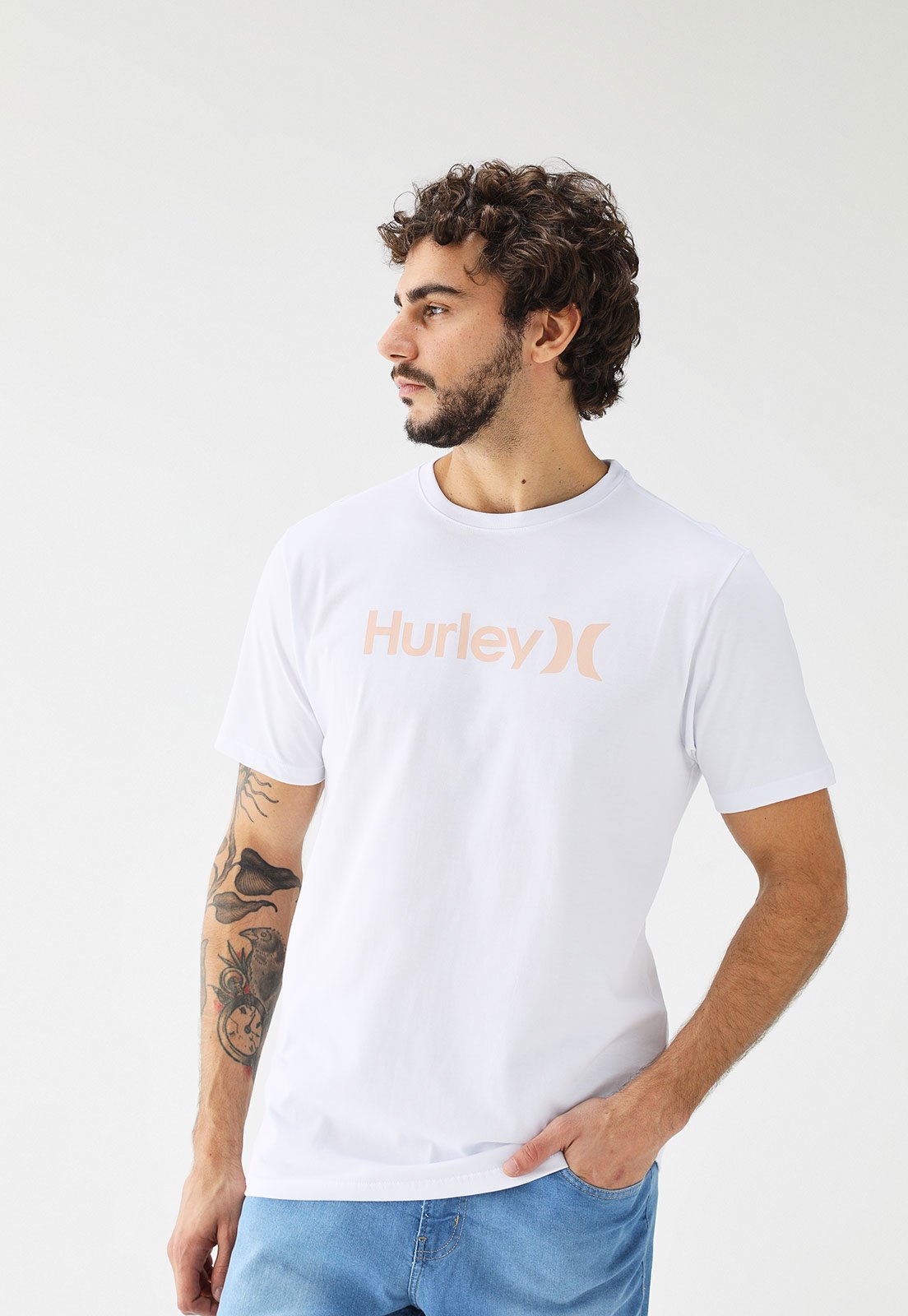 Camiseta Hurley Reta Estampada Branca