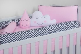 Kit Berço I9 baby Rolinhos 12 peças Chevron Marinho com Rosa com Mosquiteiro Menor preço em Kit Berço I9 baby Rolinhos 12 peças Chevron Marinho com Rosa com Mosquiteiro