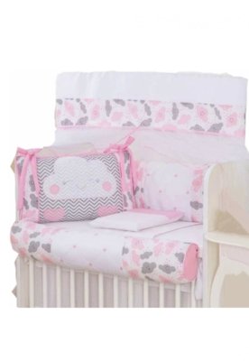Kit para Mini Berço 9 peças Nuvem Rosa I9 baby Menor preço em Kit para Mini Berço 9 peças Nuvem Rosa I9 baby