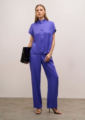 Calça Iódice Reta Alta - Azul