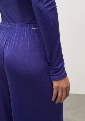 Calça Iódice Reta Cós Alto Com Elástico Roxo