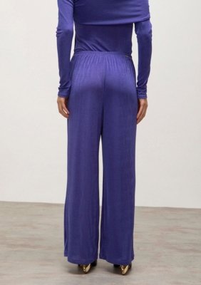 Calça Iódice Reta Cós Alto Com Elástico Roxo