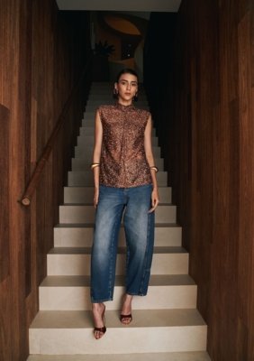 Calca Jeans Barrel Lucente - Azul