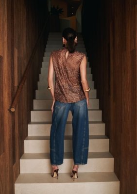 Calca Jeans Barrel Lucente - Azul