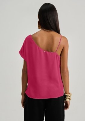 Regata Iódice Solta Um Ombro Só Padrão Rosa Rosa