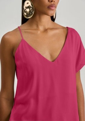 Regata Iódice Solta Um Ombro Só Padrão Rosa Rosa