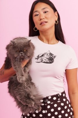 BABY TEE CAT ROSA CLARO - Rosa - In Love