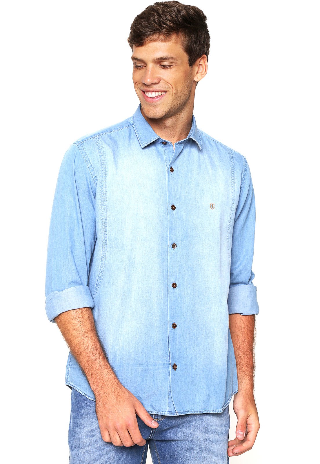 Camisa jeans best sale masculina dafiti