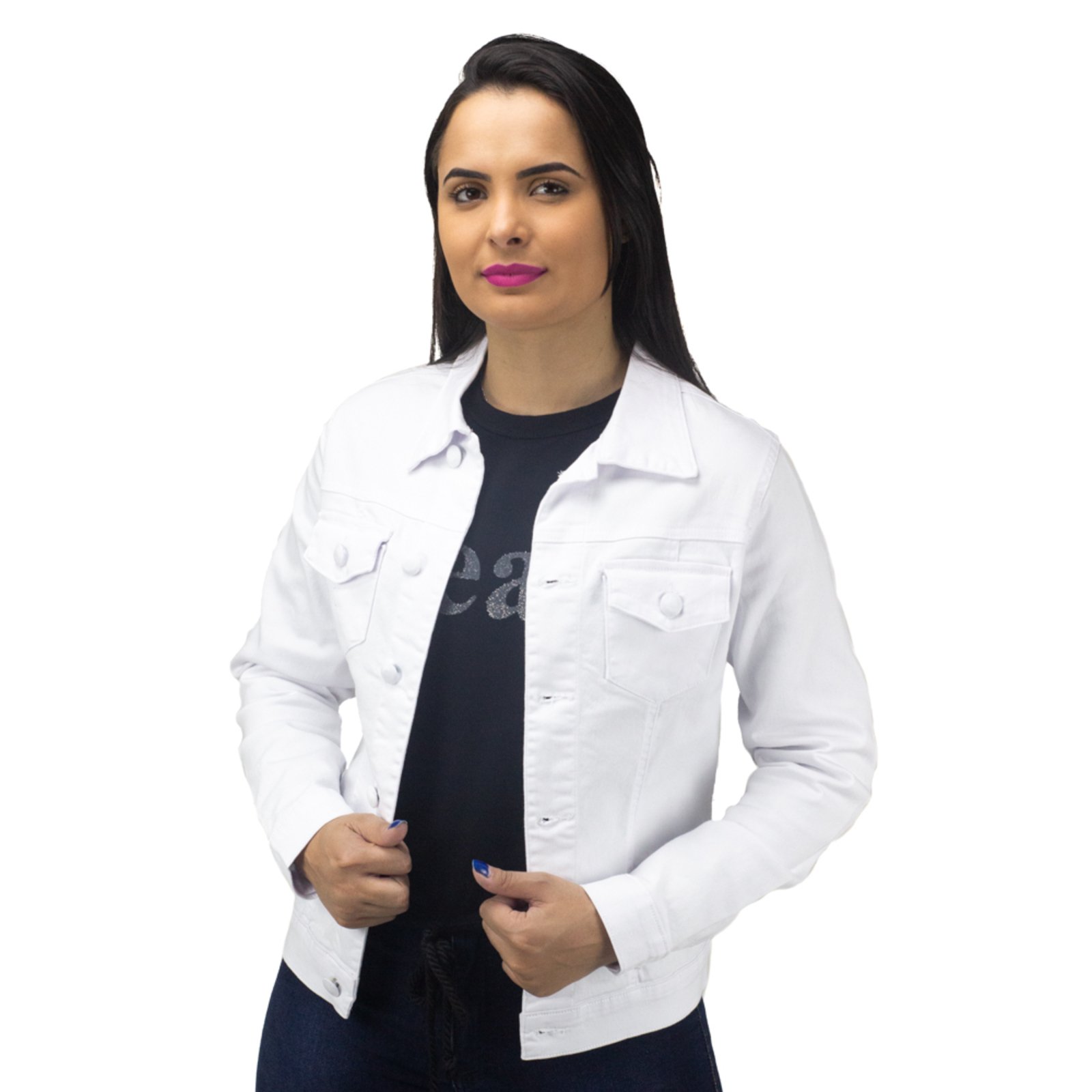 Jaqueta branca hot sale jeans feminina