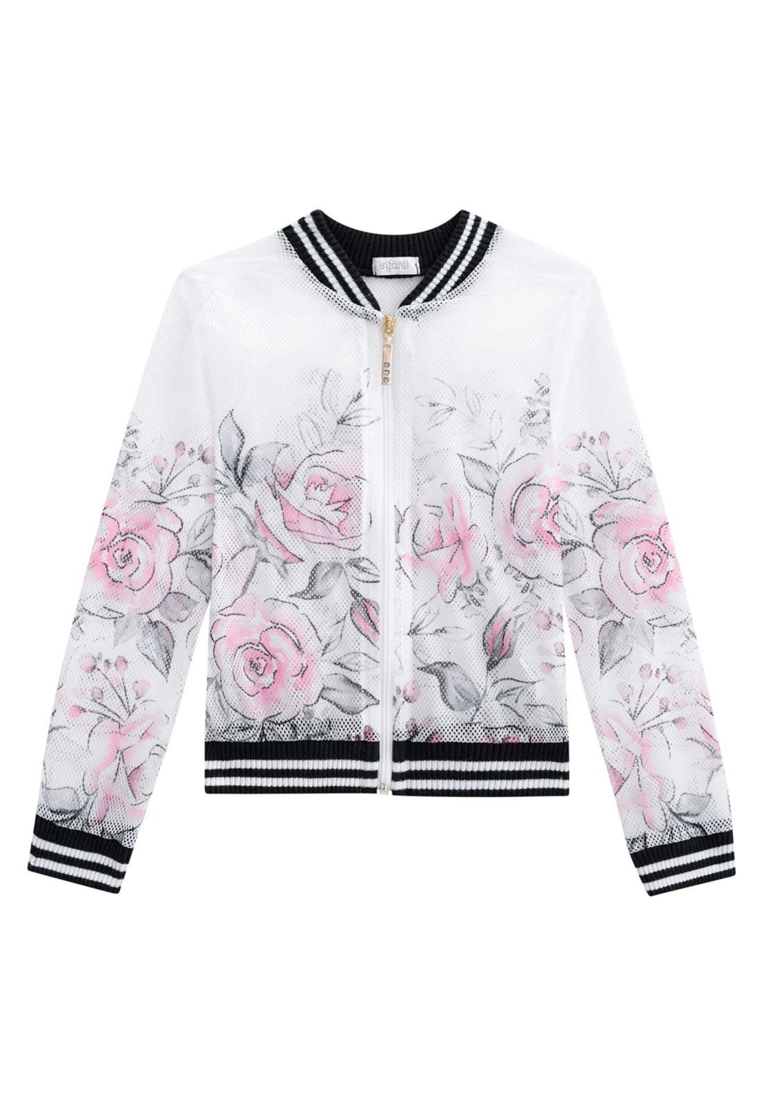 jaqueta adidas rosa com flores