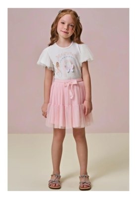 Saia Rosa com Tule e Laço Infanti 4 Rosa
