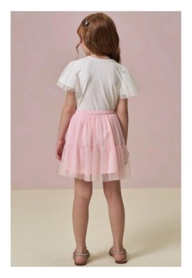 Saia Rosa com Tule e Laço Infanti 4 Rosa