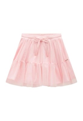Saia Rosa com Tule e Laço Infanti 4 Rosa