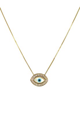 Colar Infine Olho Grego Madrepérola Dourado Menor preço em Colar Infine Olho Grego Madrepérola Dourado