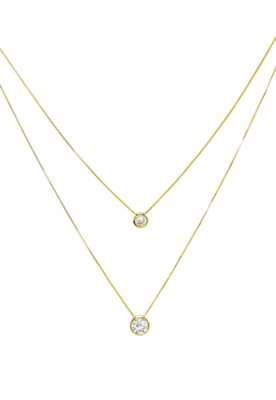 Colar Infine Ponto De Luz Duplo Zircônia Cristal Banhado A Ouro Menor preço em Colar Infine Ponto De Luz Duplo Zircônia Cristal Banhado A Ouro