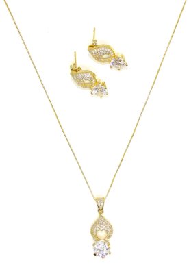 Conjunto Infine Colar E Brincos Coração Dourado Menor preço em Conjunto Infine Colar E Brincos Coração Dourado