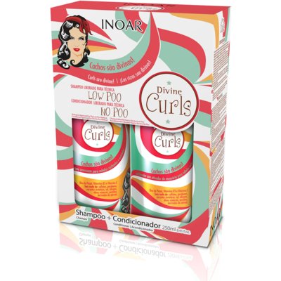 Kit Inoar Shampoo Condicionador Divine Curls 250 ml. Menor preço em Kit Inoar Shampoo Condicionador Divine Curls 250 ml.