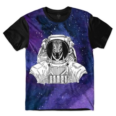 Camiseta Insane 10 Animal Astronauta Zebra no Espaço Sublimada Azul Menor preço em Camiseta Insane 10 Animal Astronauta Zebra no Espaço Sublimada Azul