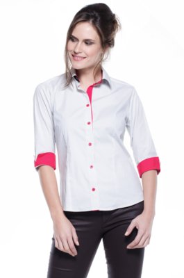 Camisa Intens Manga 3/4 Algodão Liso Branco Menor preço em Camisa Intens Manga 3/4 Algodão Liso Branco