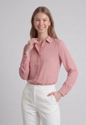 Camisa Intens Manga Longa Crepe Rosa