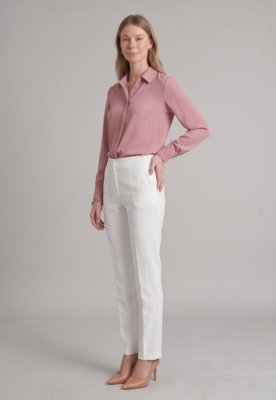Camisa Intens Manga Longa Crepe Rosa