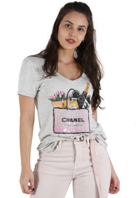 T-Shirt It's & Co Shop Bag Mescla Claro Menor preço em T-Shirt It's & Co Shop Bag Mescla Claro