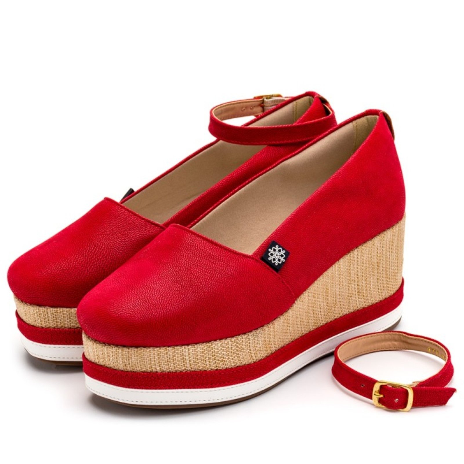 tenis anabela vermelho