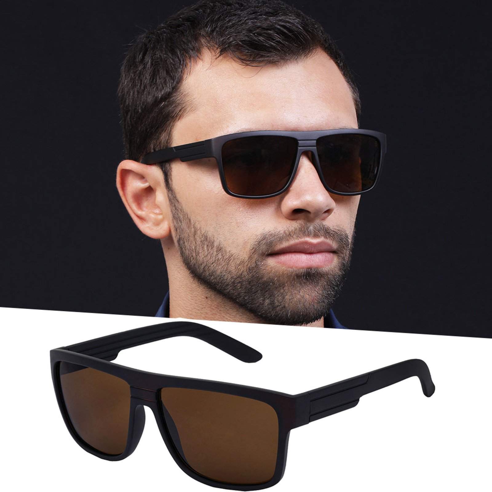 Óculos De Sol Masculino Marrom Quadrado Leve Izaker - Compre Agora ...