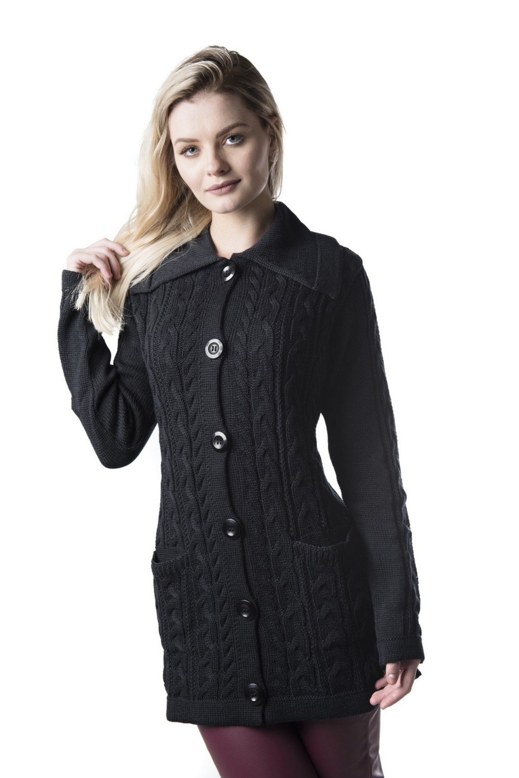 casaco de malha feminino preto