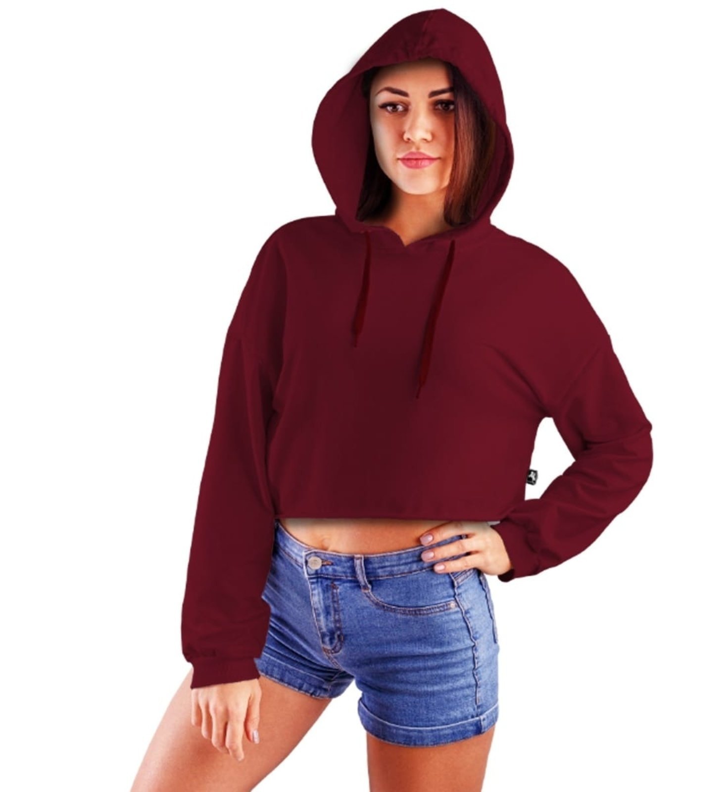 red crop top moletom com capuz