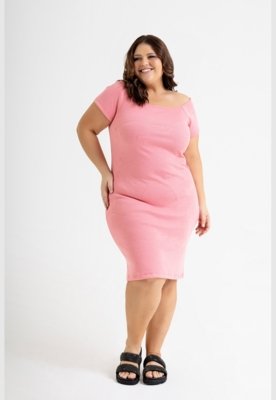 Vestido Ombro a Ombro em Ribana Just Basic Rosa