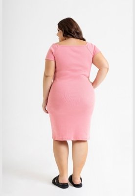 Vestido Ombro a Ombro em Ribana Just Basic Rosa