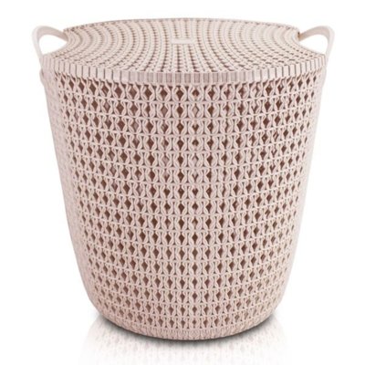 Menor preço em Cesto Organizador com Tampa Circular (G) Jacki Design Rattan Rosa