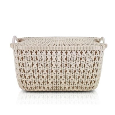 Menor preço em Cesto Organizador com Tampa Retangular (P) Jacki Design Rattan Bege