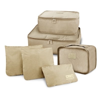 Kit Organizador de Malas de 6 Peças Jacki Design Viagem Bege Menor preço em Kit Organizador de Malas de 6 Peças Jacki Design Viagem Bege