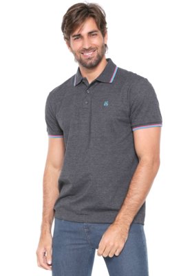 Camisa Polo John John Reta Lines Grafite Menor preço em Camisa Polo John John Reta Lines Grafite