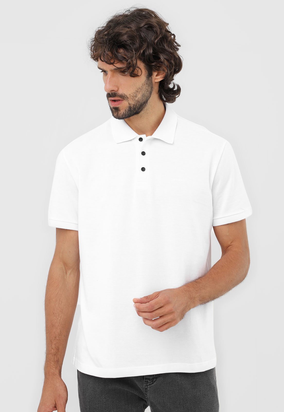 Camisa Polo John John Reta Logo Branca - Compre Agora