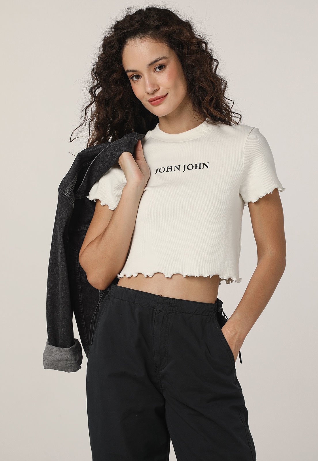 Camiseta Cropped Canelada John John Label Branca - Compre Agora