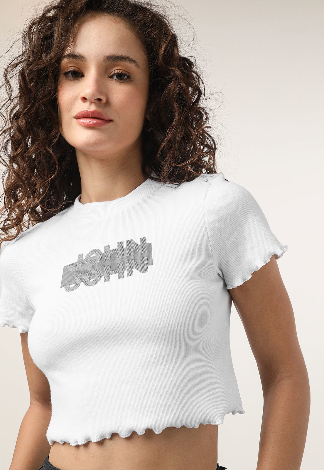 Camiseta Cropped John John Key Branca - Compre Agora