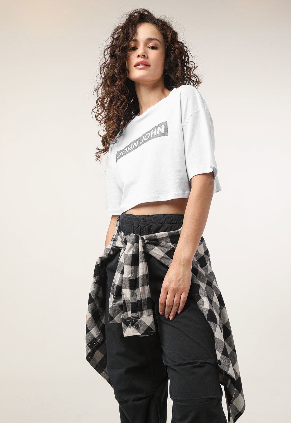 CAMISETA JOHN JOHN CLOUD CROPPED MALHA BRANCO FEMININA T-SHIRT CLOUD  CROPPED-BRANCO-GG