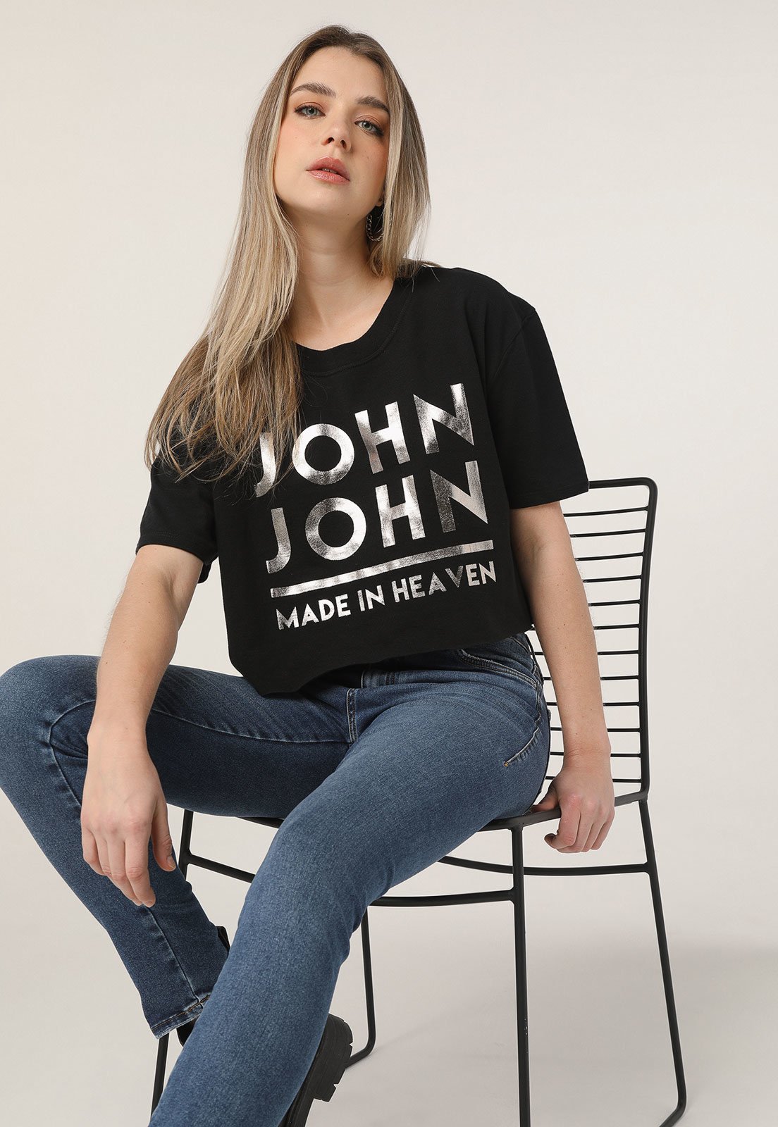 Camiseta John John Line Feminina Preta - Dom Store Multimarcas