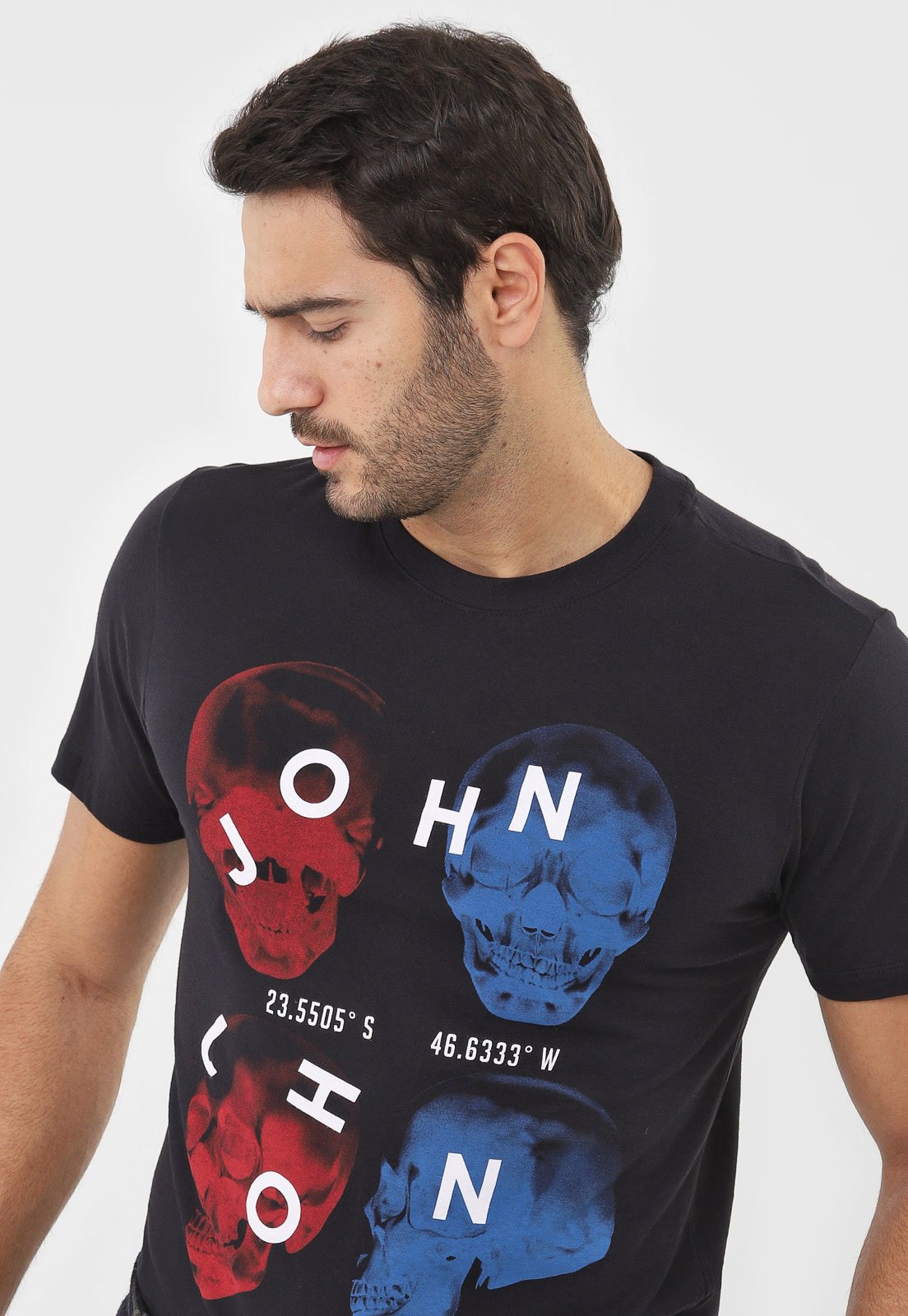 Camiseta John John Smoke Skull - Preta
