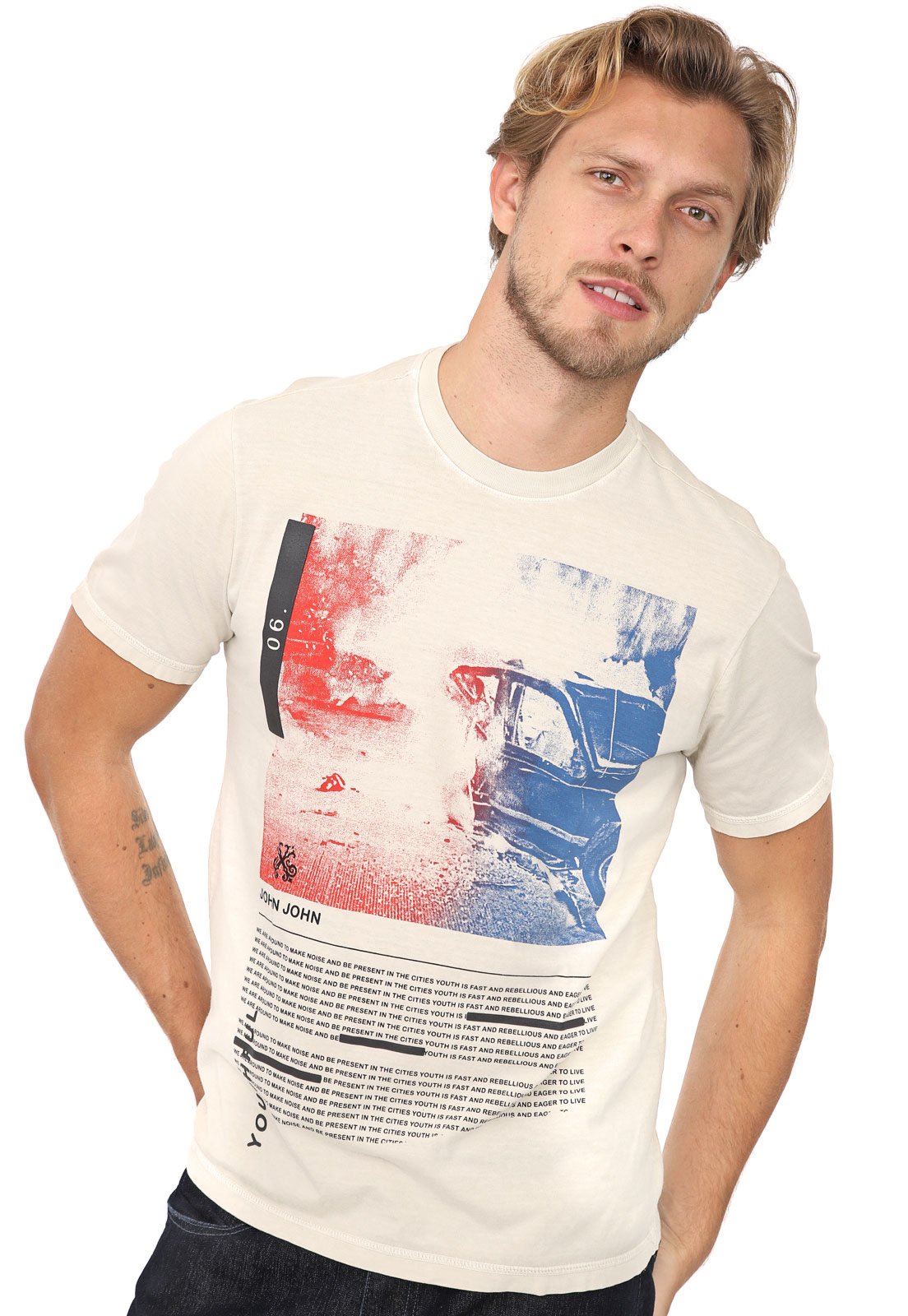 Camiseta John John Estampada Bege - Compre Agora