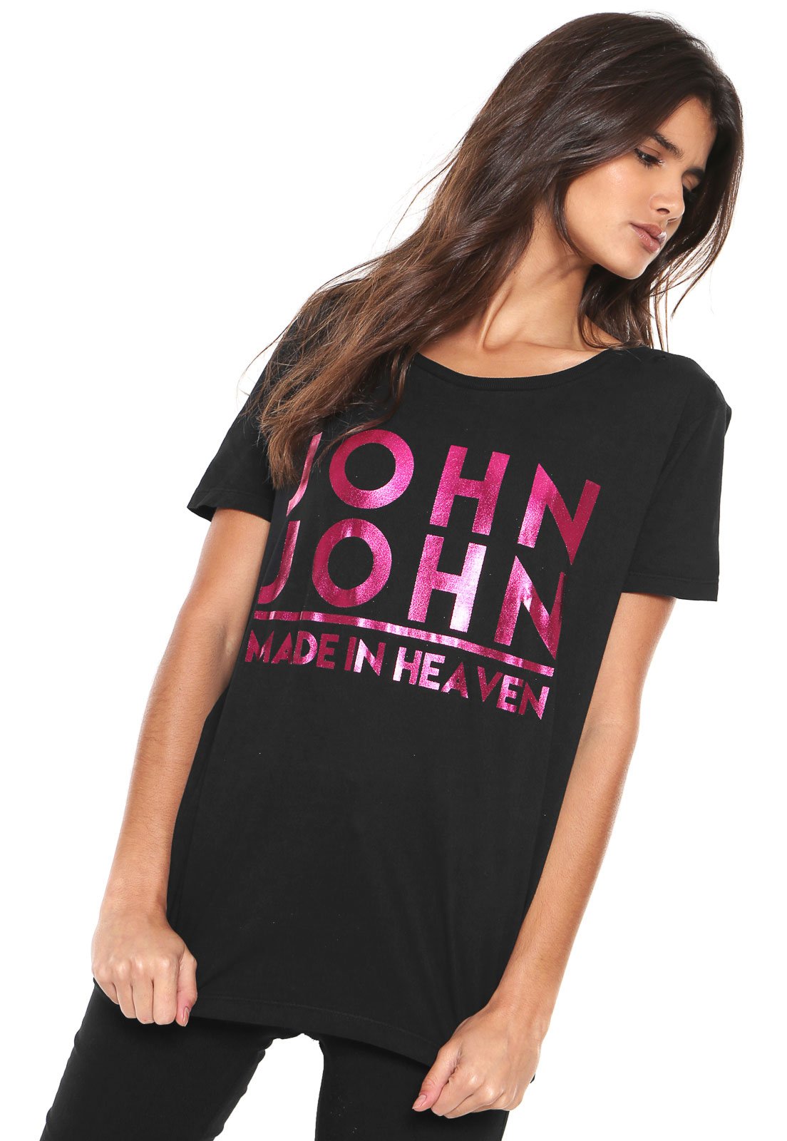 Camiseta John John Cinthia Feminina Preta em Promoção na Americanas