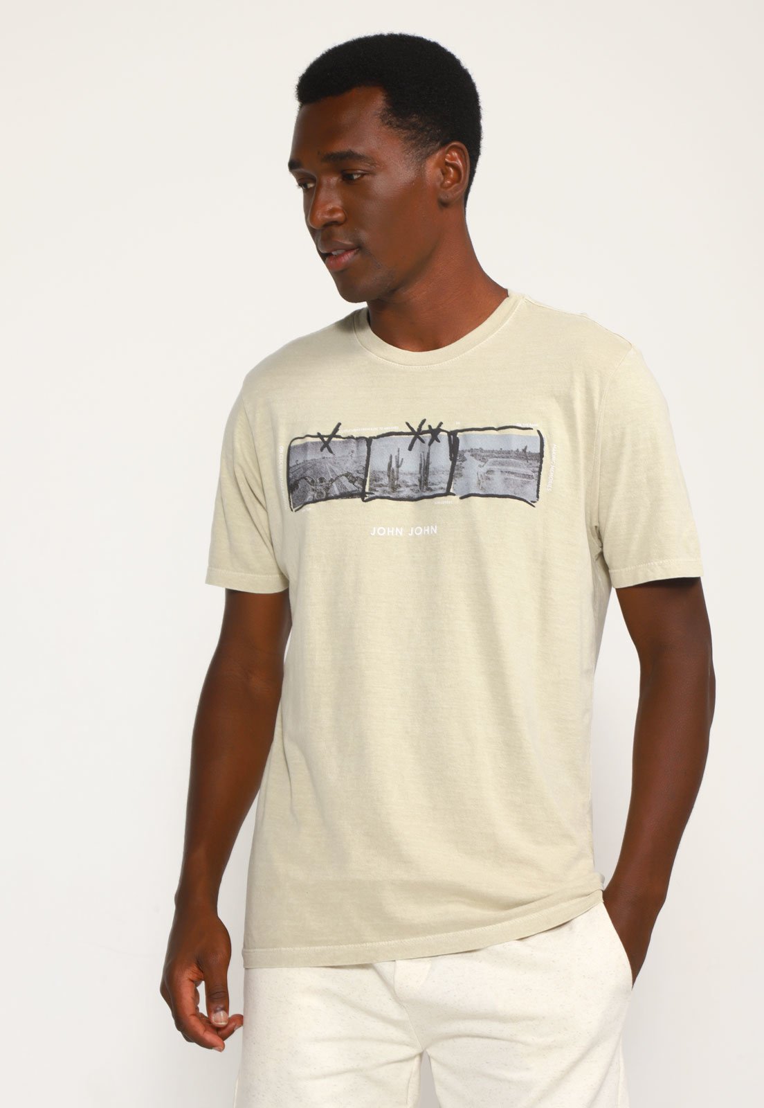 Camiseta John John Logo Bege - Compre Agora