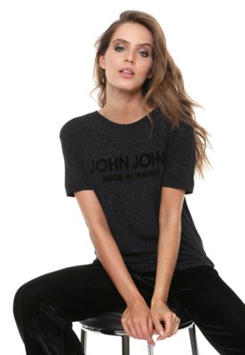 Camiseta John John Cinthia Feminina Preta em Promoção na Americanas