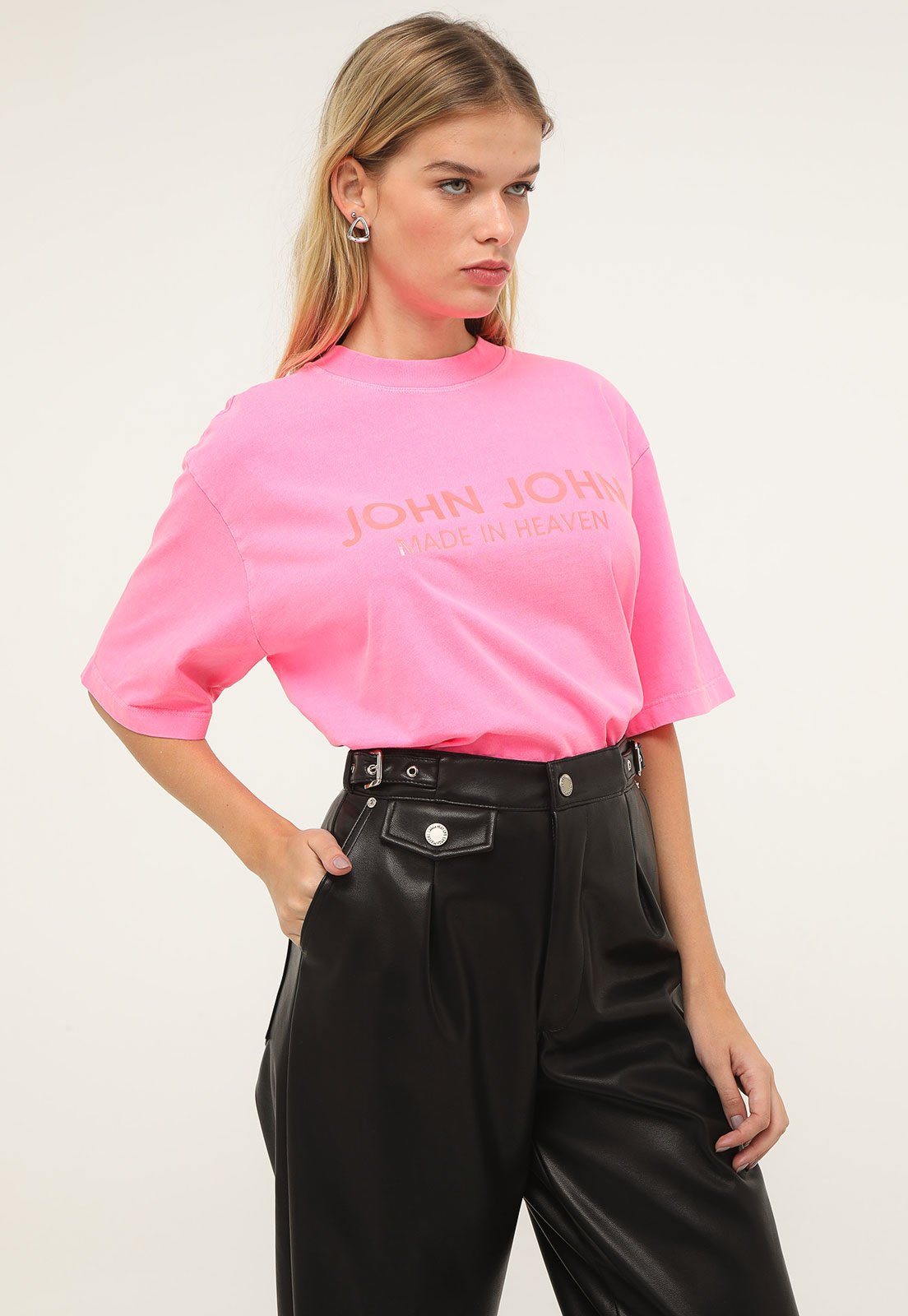 Camiseta John John Line Feminina Rosa Pink - Dom Store Multimarcas  Vestuário Calçados Acessórios